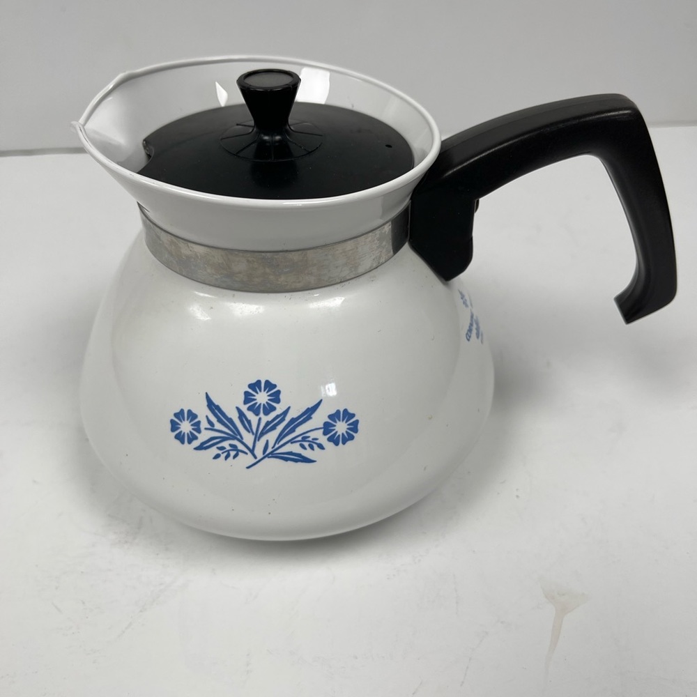 Vintage Corning Ware 6 Cup Teapot Tea Kettle Blue Cornflower